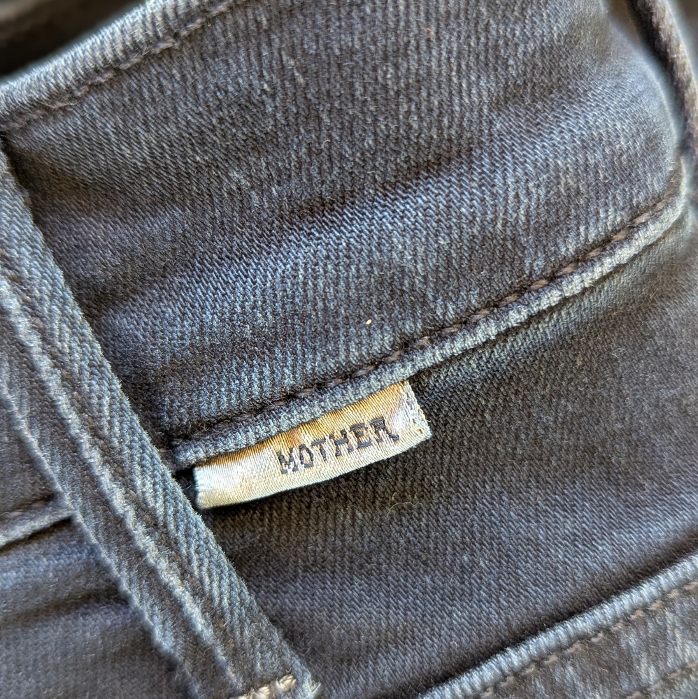 Mother Hustler Fray Jeans Sz‎ 27 Night in Paris Dark Blue Denim Raw Hem Flare - Picture 11 of 14